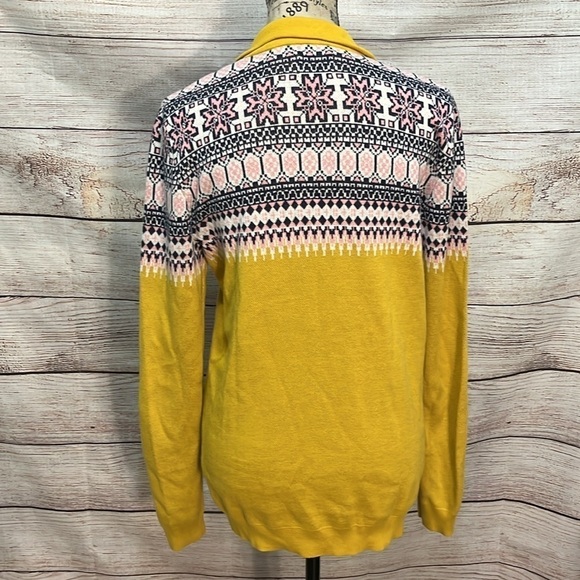 ASOS Men’s Sweater Quarter Zip Fair Isle Yoke Unisex Knit Size XS Yellow - Picture 7 of 11